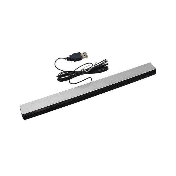 for-wii-silver-sensor-bar-plastic-sensor-bar-wired-receivers-ir-signal-ray-usb-plug-replacement-for-nitendo-remote