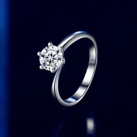 Real New Moissanite Diamond 1CT Six Claws Round Ring 925 Sterling Silver For Women Wedding Fine Simplicity Charms Jewelry