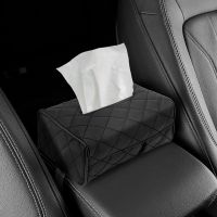 ℗ Universal PU Leather Car Tissue Box Cover Sun Visor Chair Back Hanging Type Car Tissue Box Armrest Box Towel Tissue Storage Case