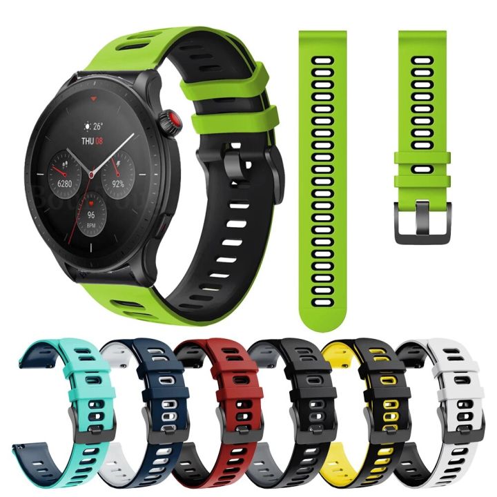 สายซิลิโคน22มม-สองสีสำหรับ-amazfit-gtr-4-3-2สายนาฬิกาข้อมือกำไลข้อมือปลดเร็วสำหรับ-amazfit-gtr-47มม-สายรัดข้อมือ