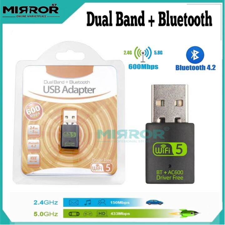 USB WiFi Adapter + Bluetooth Penerima Pemancar Sinyal Wifi 802.11AC ...