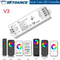 Skydance V3 RGB Controller 12V 24V 12A RGB LED Strip Light Controller ไร้สาย2.4G RF Touch รีโมทคอนล RGB Controler