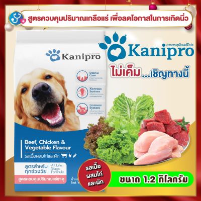Kanipro เคนิโปร อาหารสุนัข รสเนื้อ ผักและไก่ ผสม คิวเทน สูตรควบคุมปริมาณเกลือแร่ ลดโอกาสการเกิดนิ่ว 1.2 กิโลกรัม