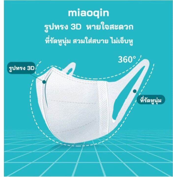 พร้อมส่ง-มีใบcert-หน้ากากอนามัย-miaoqin-กรอง-3-ชั้น-ทรง-3d-mask-เเพค-10-ชิ้น-ใส่สบาย-ระบายอากาศได้ดี-ไม่เจ็บหู