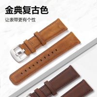 ใหม่ Crazy Horse Square TAIL PIN BUCKLE STRAP Smart QUICK RELEASE สายนาฬิกา Ultra-thin Soft หนัง 20-22มม.