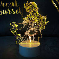 Anime Genshin Impact Colorful Glow LED Night Light Anime Figure Lamp Bedroom Decor Birthday Gifts