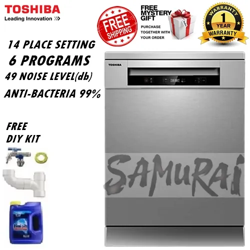 FOC GIFT TOSHIBA FREE STANDING HYGINE DISHWASHER 14 PLACE SETTING DW14F1(S)MY洗碗机 Lazada