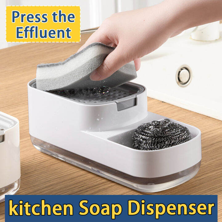 Kitchen Soap Liquid Detergent Pump Dispenser Storage Sponge Holder