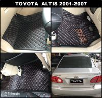 พรมปูพื้นรถยนต์6D TOYOTA ALTIS 2001-07 (หน้าหมู) พรม6D สีดำด้ายแดง เต็มคัน 3ชิ้น