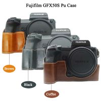 กระเป๋ากล้องหนัง PU ฝาครอบแบบครึ่งตัวสำหรับ Fujifilm GFX50S GFX 50S GFX50R GFX-50R