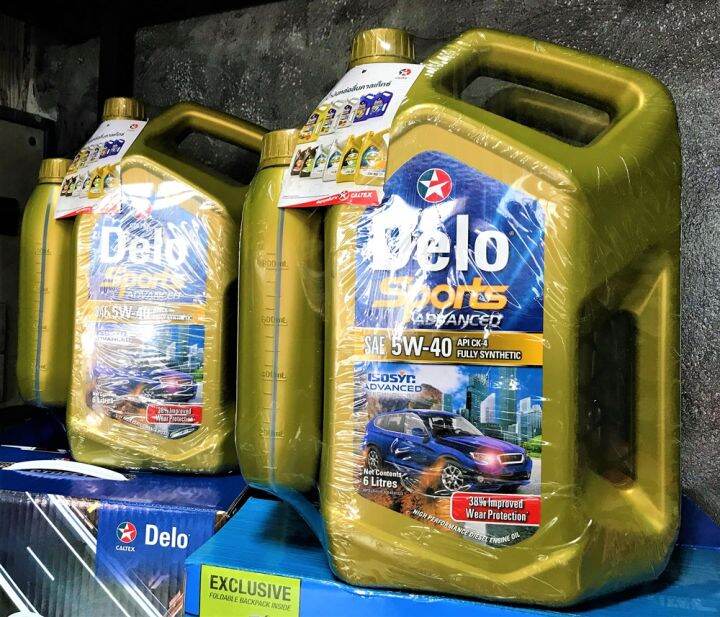 น้ำมันเครื่อง-caltex-delo-sport-advanced-5w-40-6-1l-api-ck-4-ฟรี-กระเป๋าเป้