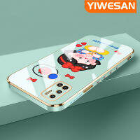 YIWESAN เคสสำหรับ Tecno Spark 6 Air Spark 5 Air เคสการ์ตูนน่ารักหิมะสีขาวสี่เหลี่ยมสุดหรูชุบขอบเคสเคสโทรศัพท์กันกระแทกซิลิโคนด้านหลังป้องกันเลนส์กล้องเคสนิ่ม