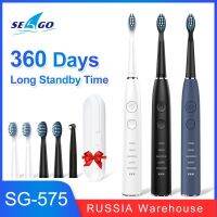 ▩✹ Seago Electric Sonic Toothbrush 360 Days Long Standby Time Waterproof USB Rechargeable with 5 Brush Heads SG575