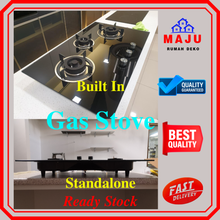 MAJU 2 burner Gas Stove Built in Standalone Black Tempered Glass 4200W