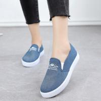 COD DSFWEWWWWW Old Beijing Cloth Shoes Womens Denim Canvas Student Beef Tendon Bottom Fashion Casual All-Match One Pedal Thick Sole