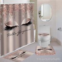 【hot】❉  Shower Curtain Set Toilet Cover Non-Slip Rug Accessories Washable