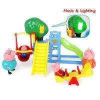 magitf Peppa Pig Park ของเล่นสนุกกับเสียงเพลง พร้อมไฟ บ้านเล่น สวนสนุก สไลด์ ของขวัญ