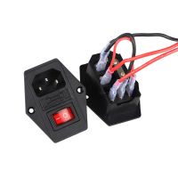 10A 250VAC 3 Pin IEC320 C14 Inlet Connector Plug Power Socket with Red Lamp Rocker Switch 10A Fuse Holder Socket Male Connector Shoes Accessories