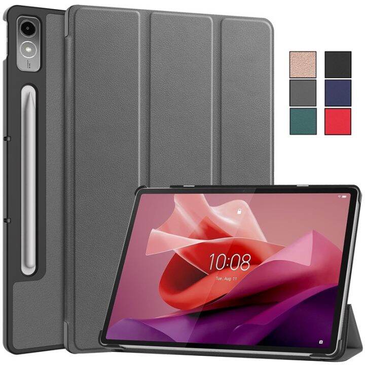 For Lenovo Tab P12 Case 12.7" Fold Leather Stand Hard Tablet