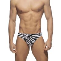 Sexy Men Striped Printed Underwear Swimsuits Lacing Low Waist Seamless Panties Quick Dry Swimwear Bikini Slip Homme Underpants