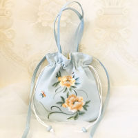 Yunzhi Qi Tassel Embroidery Bag Chinese Style Hanfu Accessories Bag Su Embroidery Rounded Drawstring Portable Crossbody Mobile Phone Bag