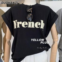 DUOHANZI 2023ใหม่เสื้อยืดผู้หญิงแขนสั้นผ้าตาข่ายสีแดงสดเท่ๆทรงหลวมเทรนด์เสื้อนักเรียนฤดูร้อน