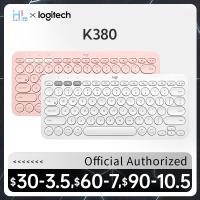 Logitech แป้นพิมพ์บลูทูธไร้สาย K380อุปกรณ์หลายชิ้นแป้นพิมพ์สำนักงานแบบพกพาแบบบางสะดวกสำหรับคอมพิวเตอร์แล็ปท็อปมาโคสพร้อม M350