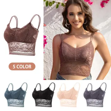 Women Singlet Lace Bra Strap Bralette Padded Inner Casual Undershirt Tube  Top 背心蕾丝内衣吊带上衣女士打底抹胸