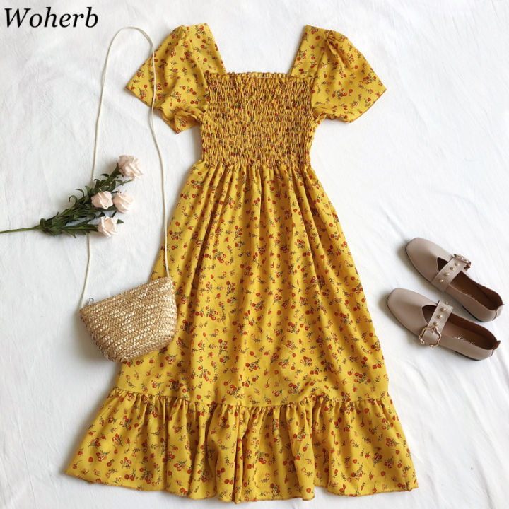 woherb-summer-dress-women-floral-print-sexy-square-collar-elastic-waist-dresses-korean-elegant-sweet-ruffle-vestidos-25644