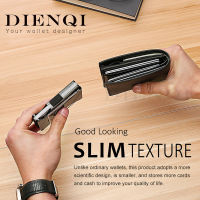 DIENQI Rfid คาร์บอนไฟเบอร์ผู้ชายกระเป๋าสตางค์แบรนด์ที่มีชื่อเสียงโลหะผอมบางผู้ชายกระเป๋าสตางค์กระเป๋าเงินขนาดเล็กมินินักบินเมจิกกระเป๋าสตางค์กระเป๋า