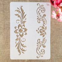 1Pcs A4 29cm Flower Leaves Edge DIY Layering Stencils Painting Scrapbook Coloring Embossing Album Decorative Template Rulers  Stencils