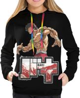 HARIBHAKT Anime Baki The Grappler Baki Hanma Female Hoodie Comfort Sweatshirt Pullover Hooded With Pockets