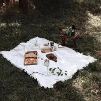 Picnic Blanket Ins Polyester-cotton Dyeing Beach Mat Damp-proof Thickened Foldable Camping Blanket Outdoor Supply For Beach/lawn Sleeping Pads