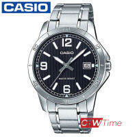 Casio Standard นาฬิกาข้อมือสุภาพบุรุษ สายสแตนเลส รุ่น MTP-V004D-1B2UDF (หน้าปัดสีดำ)