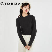 GIORDANO Women T-Shirts Solid Color Crweneck Simple Basic Tee Smooth Stretch Long Sleeve Slim Fashion Casual Tshirts 13323550