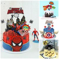 【Ready Stock】 ✾ E05 1set Avengers Theme Cake Toppers for Birthday Party Super Hero Paper Cupcake Topper For Kids Birthday Party Cake Decorations