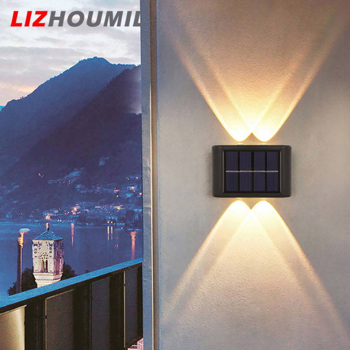 lizhoumil-ip65โคมไฟติดผนังพลังงานแสงอาทิตย์กลางแจ้ง-กันน้ำขึ้นลงถนนไฟแต่งสวนตกแต่งระเบียงถนน