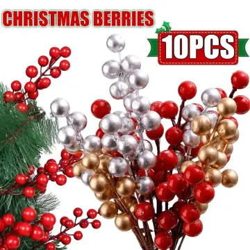 1Pcs Artificial White Berries Stems Christmas Berry Branches For Flowers  Arrangements&Home DIY Crafts Fake Snow Tree Decorations