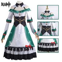 Genshin Impact Cosplay Katheryne Adventurers Association Receptionist Halloween Drag Performance Long Dress Comic-Con Carnival