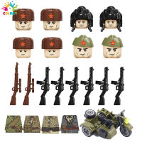 Kids Toys Mini Military Figures Building Blocks Exquisite Design WW2 Soviet Army Soldiers Weapon Motobike Toys For Boys Gift