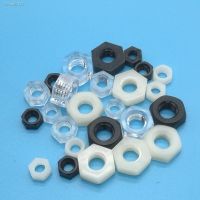 ♝☁❧ 10-50pcs DIN934 M2 M2.5 M3 M4 M5 M6 PA66 White or Black Nylon Hex Nut Hexagon Plastic Nuts Metric Thread Suit For Screws Bolts