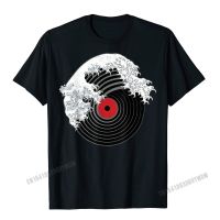 Great Wave Of Music Dj Vinyl Record Turntable Kanagawa T-Shirt Funny Tees For Men Family Harajuku Cotton Top T-Shirts Cosie