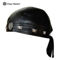 Cwfaux หนัง BIKER Skull Cap รถจักรยานยนต์ band HEAD Wrap Du Doo DO Rag Black Hat