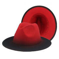 Women Hats Fedora Gradient Color Patchwork Men Hats Felted Black Red Street Casual Women 2021 New Fedora Hat Sombreros De Mujer