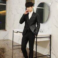 【 Shipping】Mens งานแต่งงานชุดทำงานสวมใส่ชุด SLIM FIT ชุดเจ้าบ่าว (Coat + กางเกง + Tie &amp; เข็มกลัด)TH