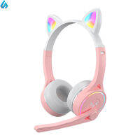 ESTO In Stock Luminous Led หูฟังหูแมวน่ารัก Bluetooth-Compatible Wireless Stereo Music Headset พร้อมไมโครโฟน Sy-t30