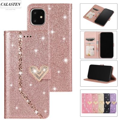 （cold noodles）    Sparkle Bling Glitter Case สำหรับ iPhone 13 12 Mini 6 6S Plus 7 8กระเป๋าสตางค์หนังพลิกฝาครอบโทรศัพท์สำหรับ iPhone 11 Pro Max XR XS Capa