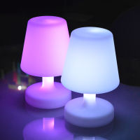 LED โคมไฟตั้งโต๊ะที่มีสีสัน USB ชาร์จรีโมทคอนลเปลี่ยนสีห้องนอนโคมไฟข้างเตียงกันน้ำ rotomolding Night Light