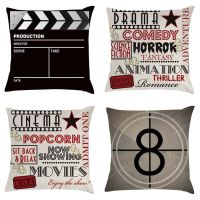 4 PcsSet Cinema Popcorn Pillow Case 45x45cm Movies Playing Board Cushion Cover