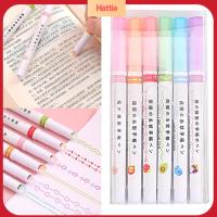 HATTIE 6PCS เครื่องเขียนศิลปะ เครื่องใช้ในสำนักงาน ดอกไม้-รูปร่าง ไฮไลท์เน้นข้อความ เส้นโค้งเส้น เครื่องมือวาดภาพวาด รวมแบบบูรณาการ หลายรูปทรง ปากกามาร์กเกอร์ ปากกาเน้นข้อความโค้ง